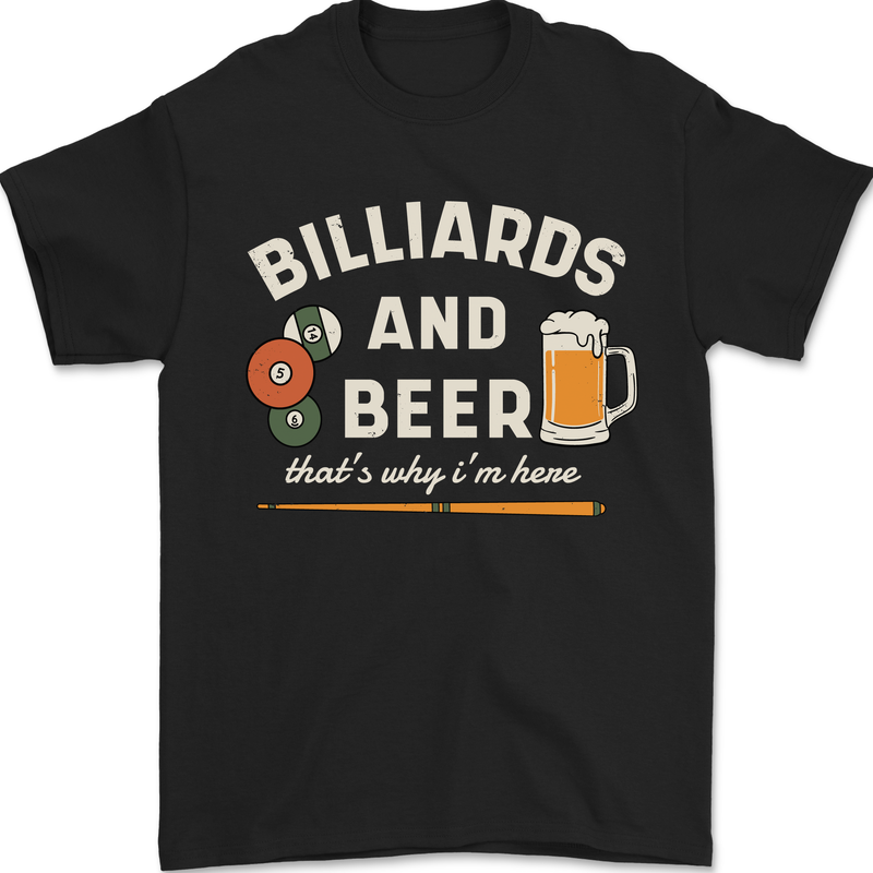 a black t - shirt that says billiards and beer that's why