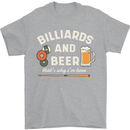 Billiards and Beer That's Why I'm Here Mens T-Shirt 100% Cotton Sports Grey