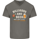 Billiards and Beer That's Why I'm Here Mens V-Neck Cotton T-Shirt Charcoal