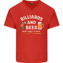 Billiards and Beer That's Why I'm Here Mens V-Neck Cotton T-Shirt Red