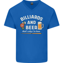 Billiards and Beer That's Why I'm Here Mens V-Neck Cotton T-Shirt Royal Blue