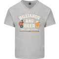 Billiards and Beer That's Why I'm Here Mens V-Neck Cotton T-Shirt Sports Grey