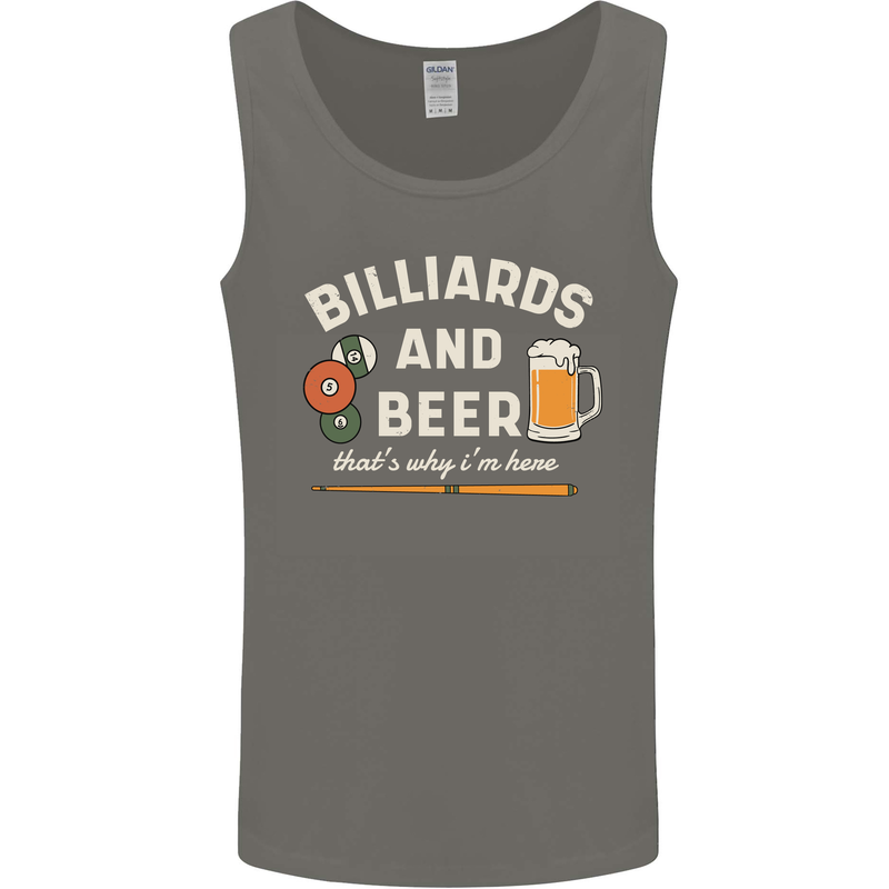 Billiards and Beer That's Why I'm Here Mens Vest Tank Top Charcoal