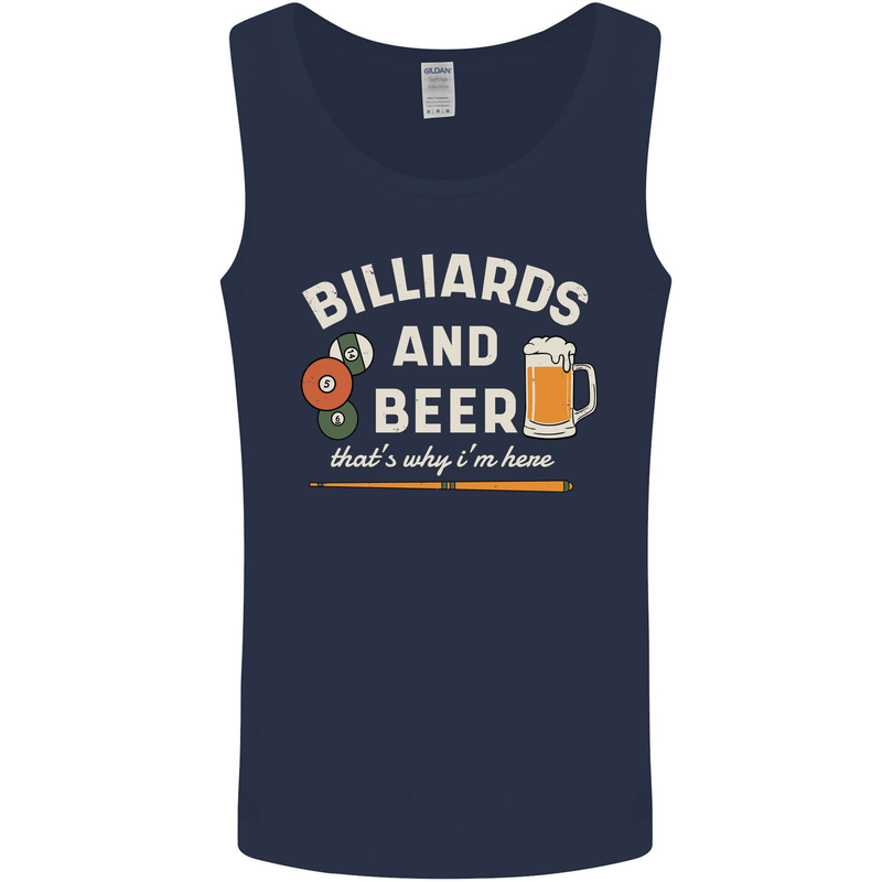 Billiards and Beer That's Why I'm Here Mens Vest Tank Top Navy Blue