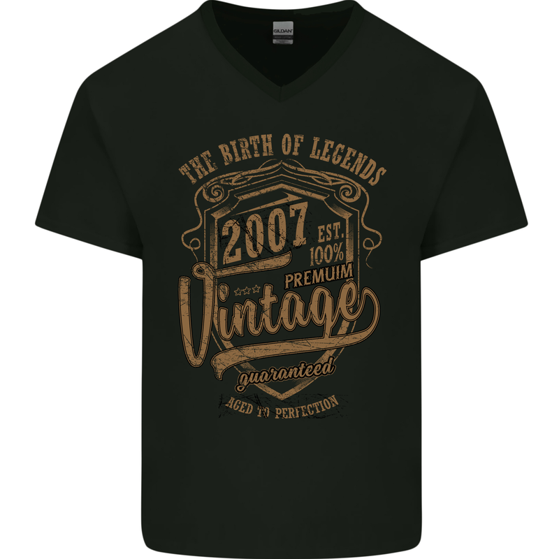 Birth of Legends 16th Birthday 2007 Mens V-Neck Cotton T-Shirt Black