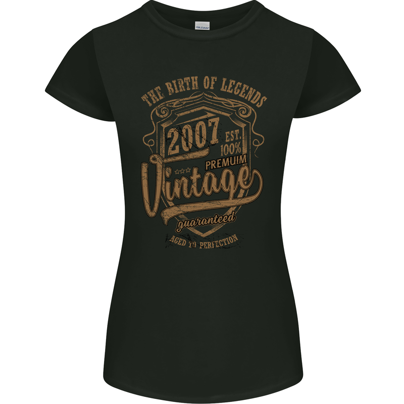 Birth of Legends 16th Birthday 2007 Womens Petite Cut T-Shirt Black