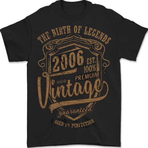 Birth of Legends 17th Birthday 2006 Mens T-Shirt 100% Cotton BLACK