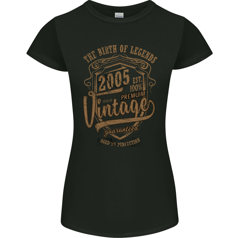 Birth of Legends 18th Birthday 2005 Womens Petite Cut T-Shirt Black