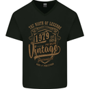 Birth of Legends 44th Birthday 1979 Mens V-Neck Cotton T-Shirt Black