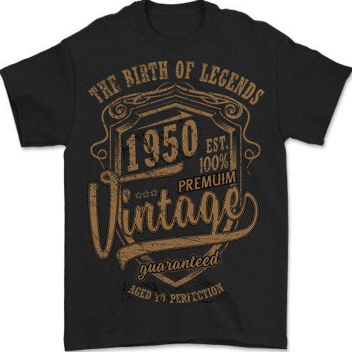 Birth of Legends 73rd Birthday 1950 Mens T-Shirt 100% Cotton BLACK