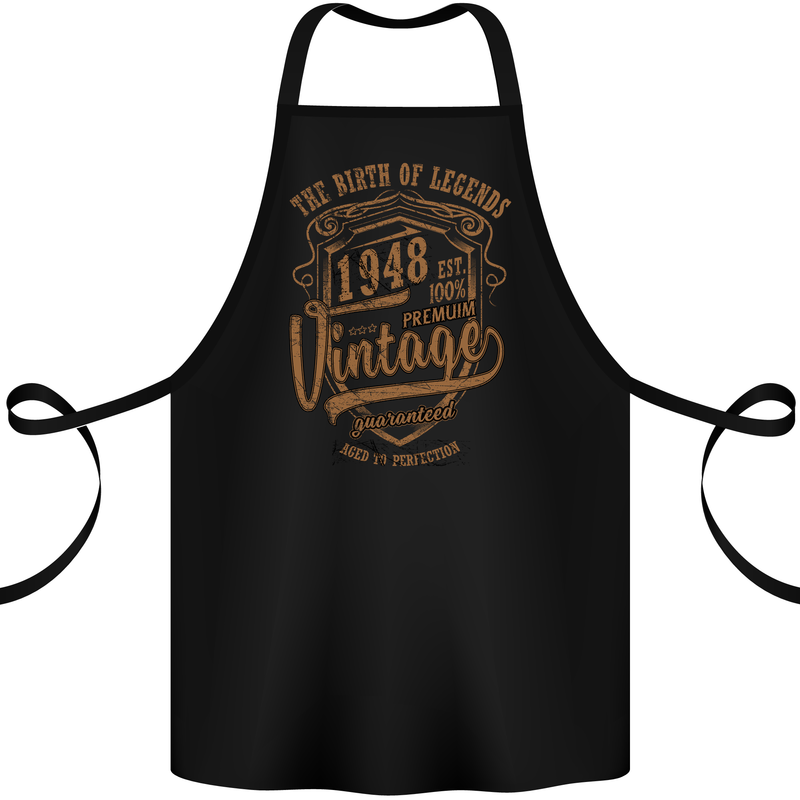 Birth of Legends 75th Birthday 1948 Cotton Apron 100% Organic Black
