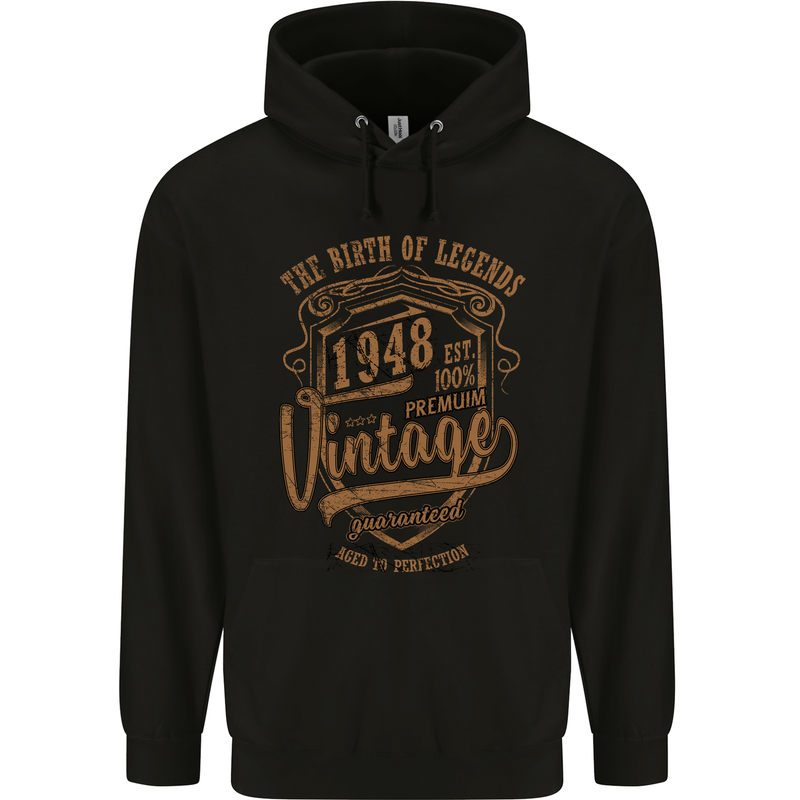 Birth of Legends 75th Birthday 1948 Mens 80% Cotton Hoodie Black