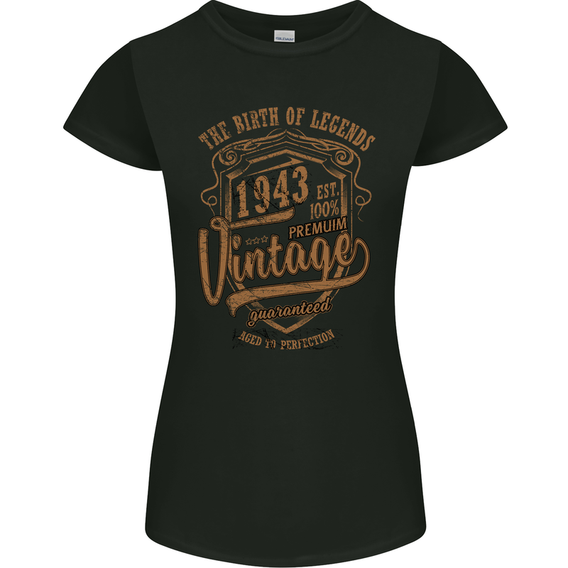 Birth of Legends 80th Birthday 1943 Womens Petite Cut T-Shirt Black