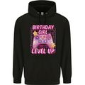 Birthday Girl Level Up Gaming Gamer 6th 7th 8th Childrens Kids Hoodie Black