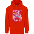 Birthday Girl Level Up Gaming Gamer 6th 7th 8th Childrens Kids Hoodie Bright Red