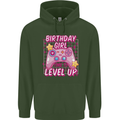 Birthday Girl Level Up Gaming Gamer 6th 7th 8th Childrens Kids Hoodie Forest Green