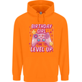 Birthday Girl Level Up Gaming Gamer 6th 7th 8th Childrens Kids Hoodie Orange