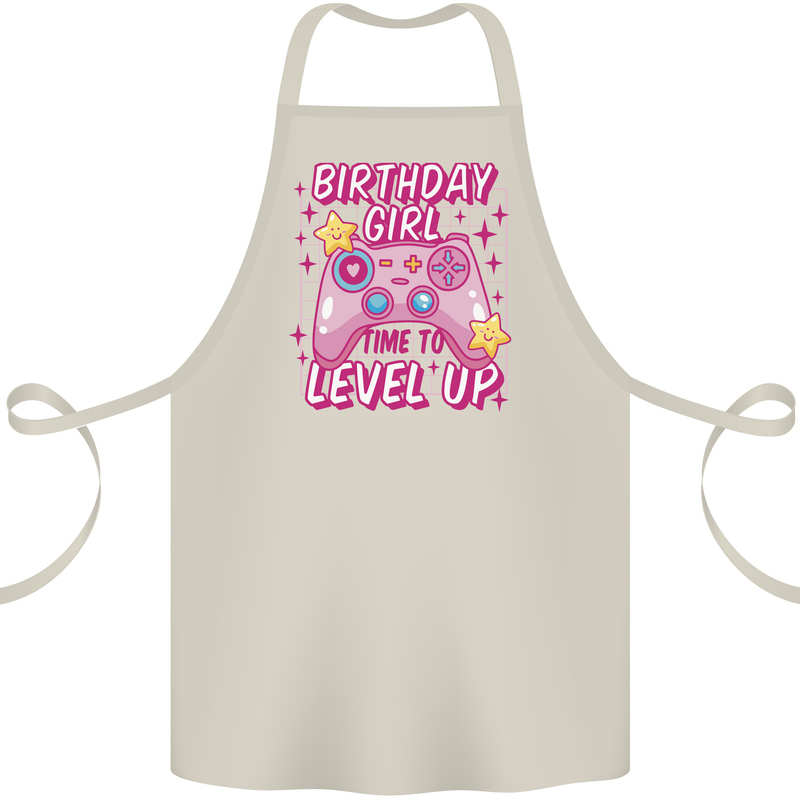 Birthday Girl Level Up Gaming Gamer 6th 7th 8th Cotton Apron 100% Organic Natural