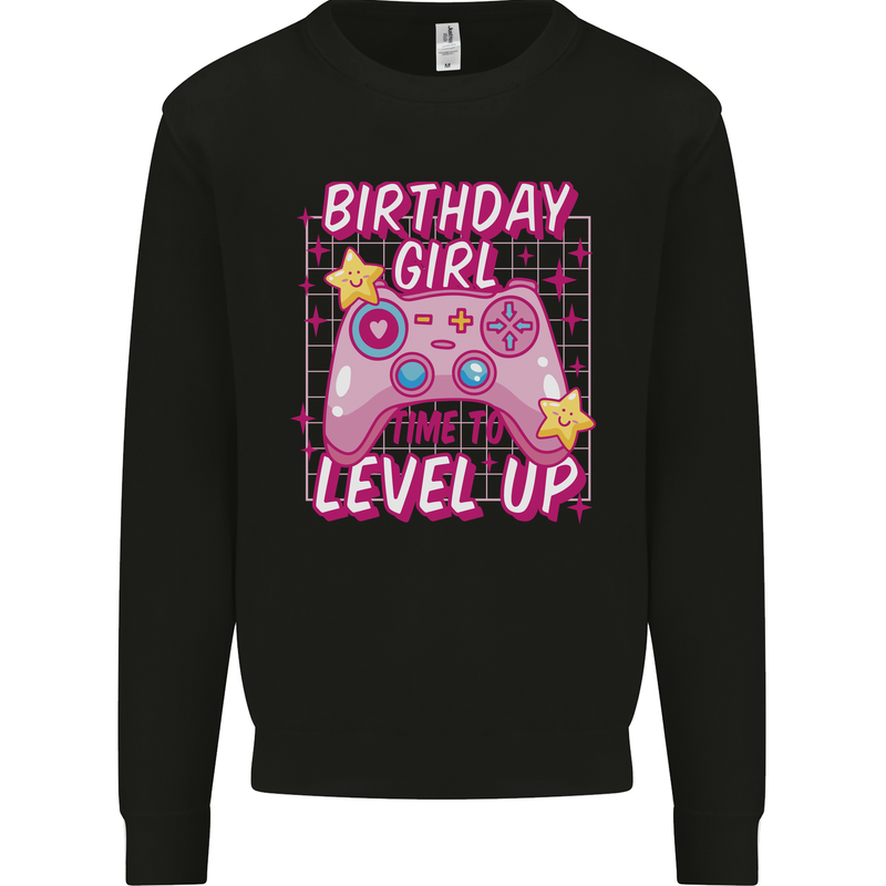 Birthday Girl Level Up Gaming Gamer 6th 7th 8th Kids Sweatshirt Jumper Black