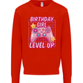 Birthday Girl Level Up Gaming Gamer 6th 7th 8th Kids Sweatshirt Jumper Bright Red