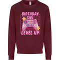 Birthday Girl Level Up Gaming Gamer 6th 7th 8th Kids Sweatshirt Jumper Maroon