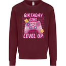 Birthday Girl Level Up Gaming Gamer 6th 7th 8th Kids Sweatshirt Jumper Maroon
