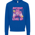 Birthday Girl Level Up Gaming Gamer 6th 7th 8th Kids Sweatshirt Jumper Royal Blue
