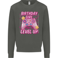 Birthday Girl Level Up Gaming Gamer 6th 7th 8th Kids Sweatshirt Jumper Storm Grey