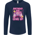 Birthday Girl Level Up Gaming Gamer 6th 7th 8th Mens Long Sleeve T-Shirt Navy Blue