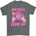 Birthday Girl Level Up Gaming Gamer 6th 7th 8th Mens T-Shirt 100% Cotton Charcoal