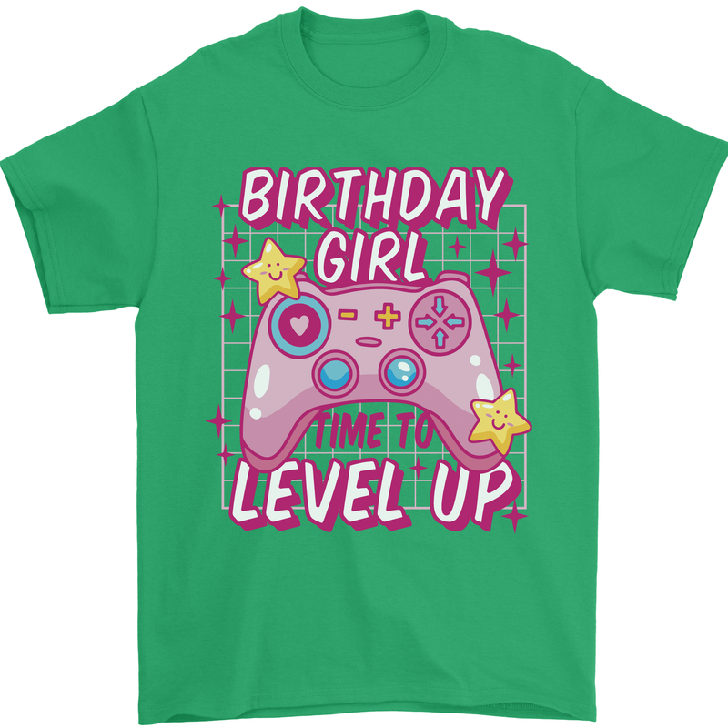 Birthday Girl Level Up Gaming Gamer 6th 7th 8th Mens T-Shirt 100% Cotton Irish Green