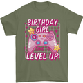 Birthday Girl Level Up Gaming Gamer 6th 7th 8th Mens T-Shirt 100% Cotton Military Green