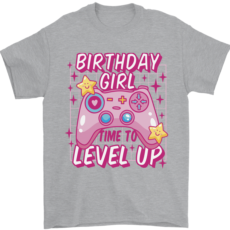 Birthday Girl Level Up Gaming Gamer 6th 7th 8th Mens T-Shirt 100% Cotton Sports Grey