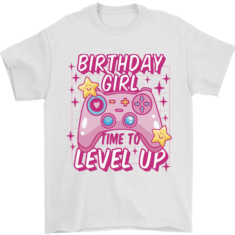 Birthday Girl Level Up Gaming Gamer 6th 7th 8th Mens T-Shirt 100% Cotton White