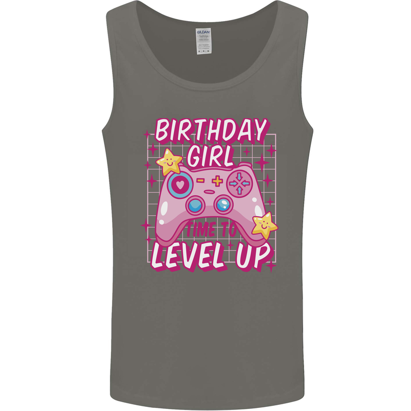 Birthday Girl Level Up Gaming Gamer 6th 7th 8th Mens Vest Tank Top Charcoal