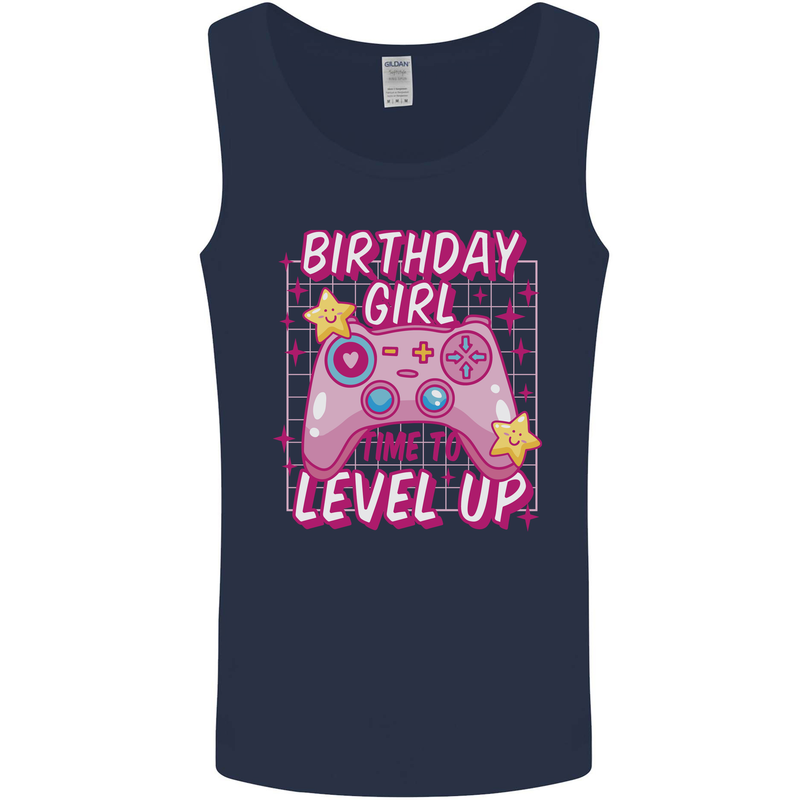 Birthday Girl Level Up Gaming Gamer 6th 7th 8th Mens Vest Tank Top Navy Blue