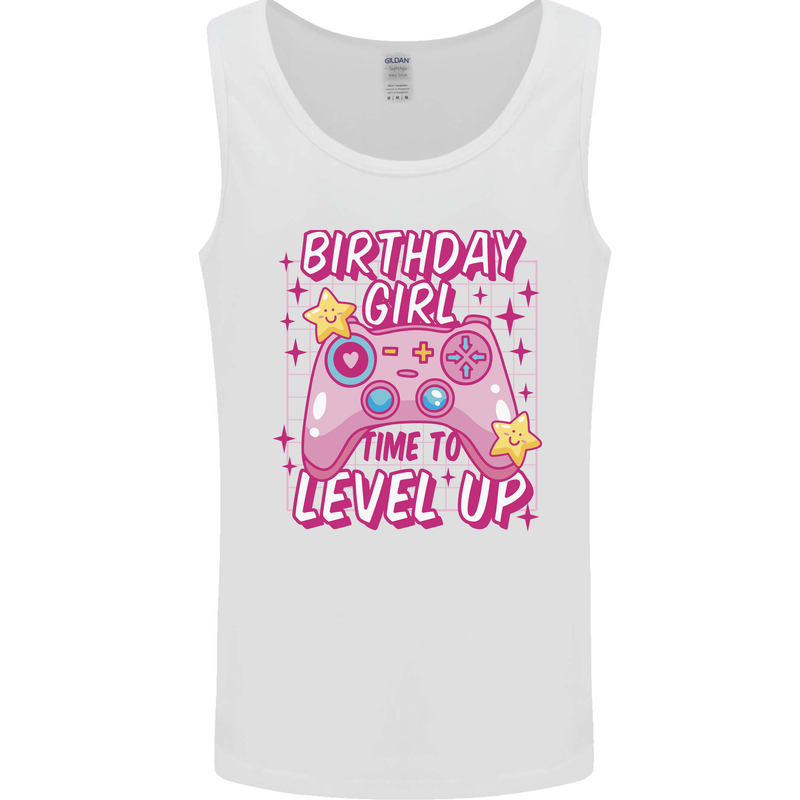 Birthday Girl Level Up Gaming Gamer 6th 7th 8th Mens Vest Tank Top White