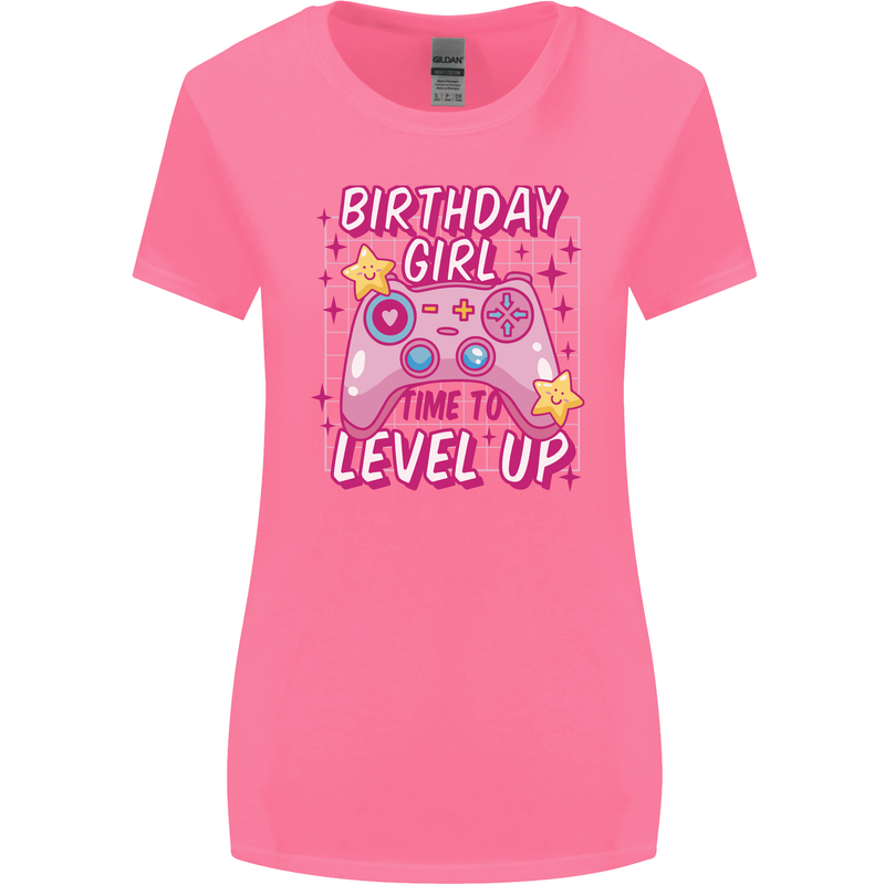 Birthday Girl Level Up Gaming Gamer 6th 7th 8th Womens Wider Cut T-Shirt Azalea