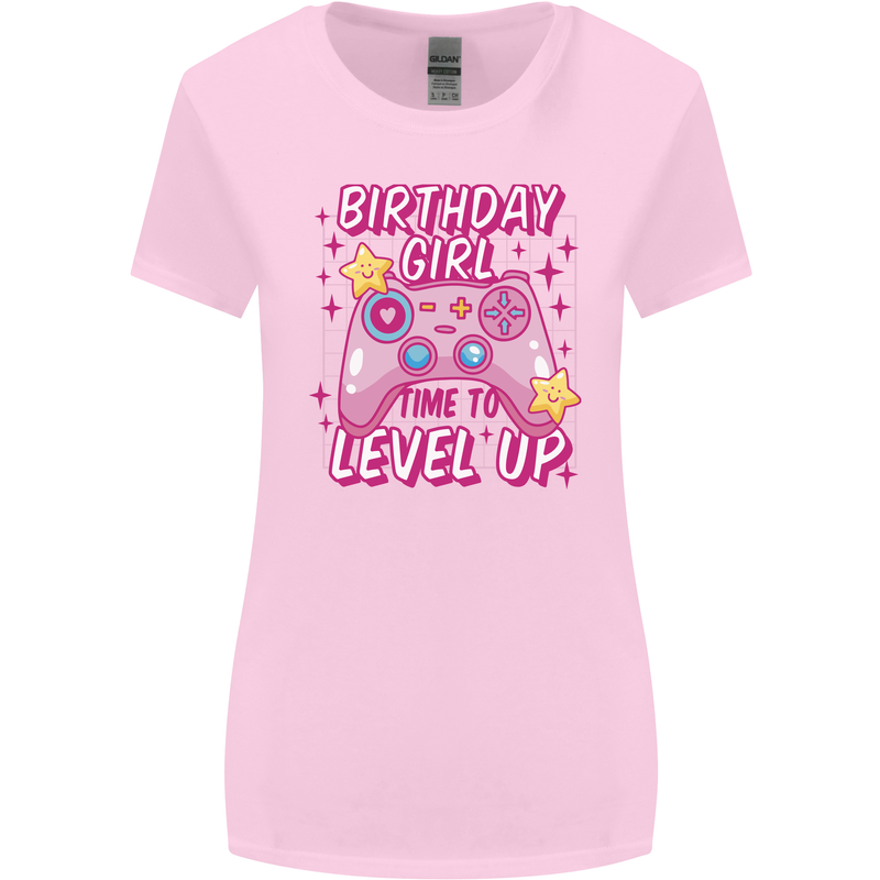 Birthday Girl Level Up Gaming Gamer 6th 7th 8th Womens Wider Cut T-Shirt Light Pink