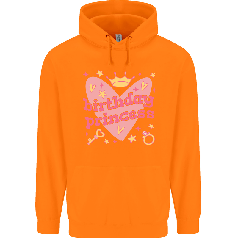 Birthday Princess 3 4 5 6 7 8 9 Year Old Childrens Kids Hoodie Orange