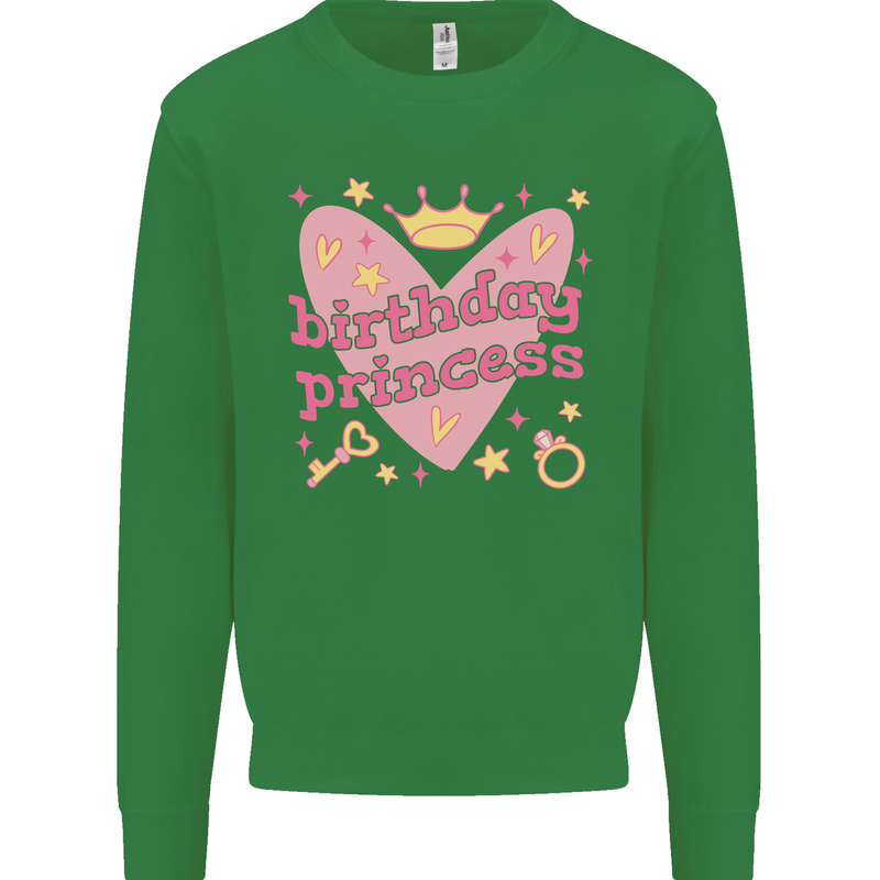 Birthday Princess 3 4 5 6 7 8 9 Year Old Kids Sweatshirt Jumper Irish Green