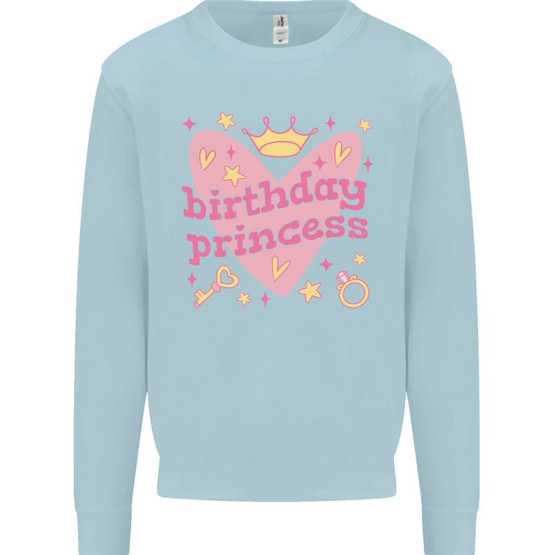 Birthday Princess 3 4 5 6 7 8 9 Year Old Kids Sweatshirt Jumper Light Blue