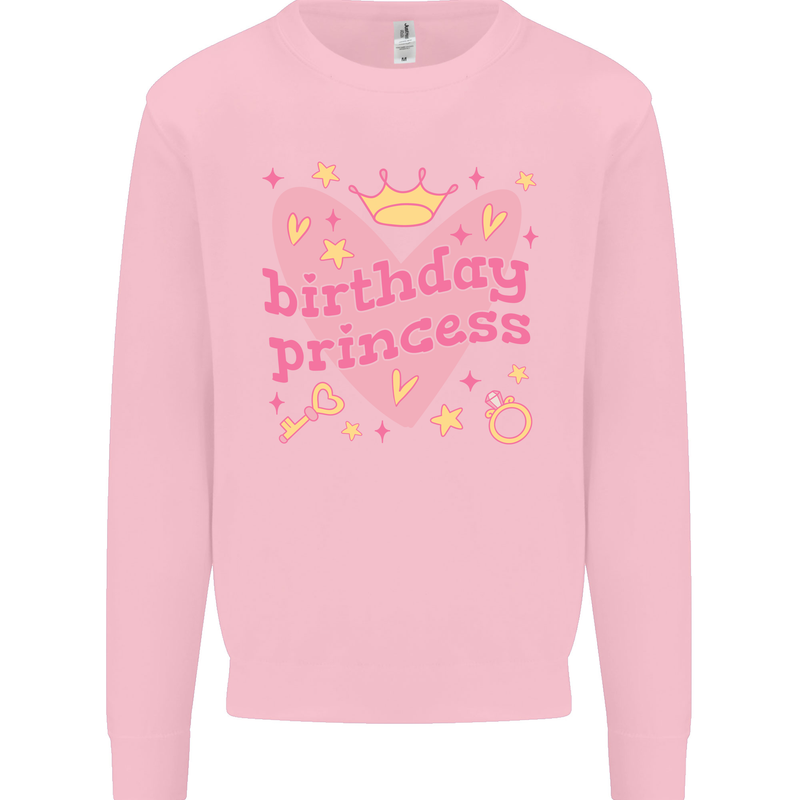 Birthday Princess 3 4 5 6 7 8 9 Year Old Kids Sweatshirt Jumper Light Pink