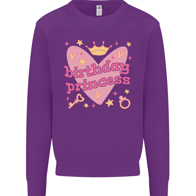 Birthday Princess 3 4 5 6 7 8 9 Year Old Kids Sweatshirt Jumper Purple