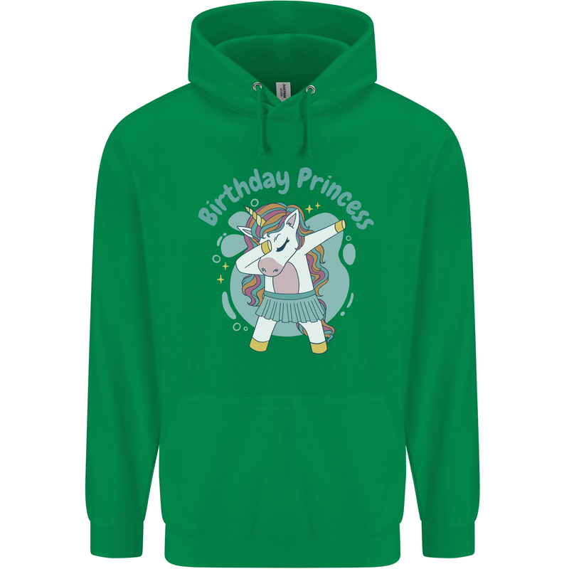 Birthday Princess Unicorn 4th 5th 6th 7th 8th Childrens Kids Hoodie Irish Green