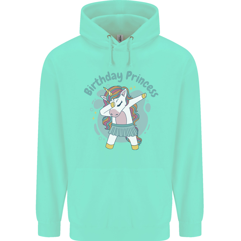 Birthday Princess Unicorn 4th 5th 6th 7th 8th Childrens Kids Hoodie Peppermint
