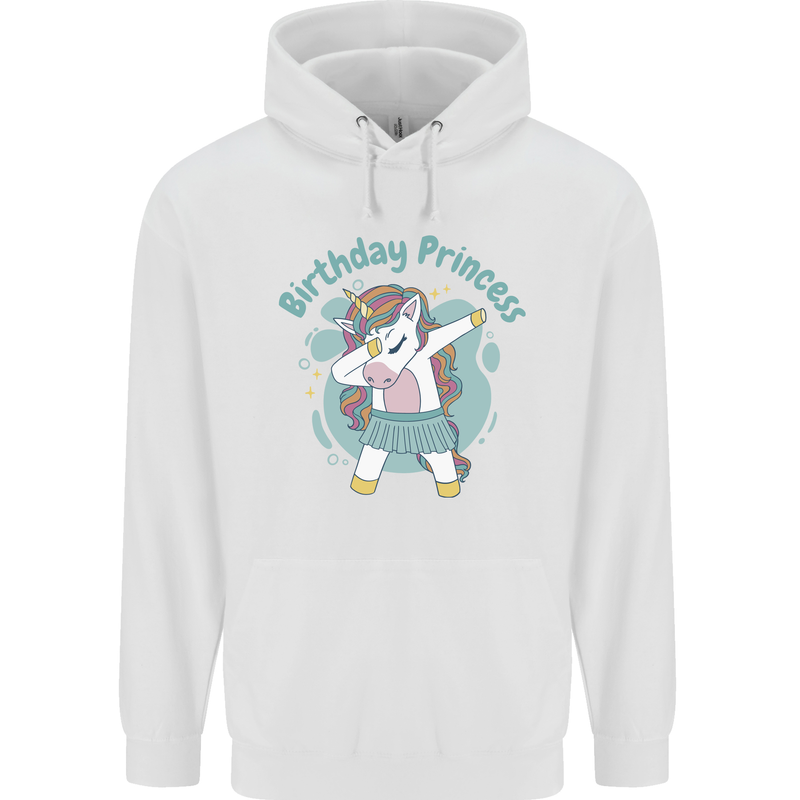 Birthday Princess Unicorn 4th 5th 6th 7th 8th Childrens Kids Hoodie White
