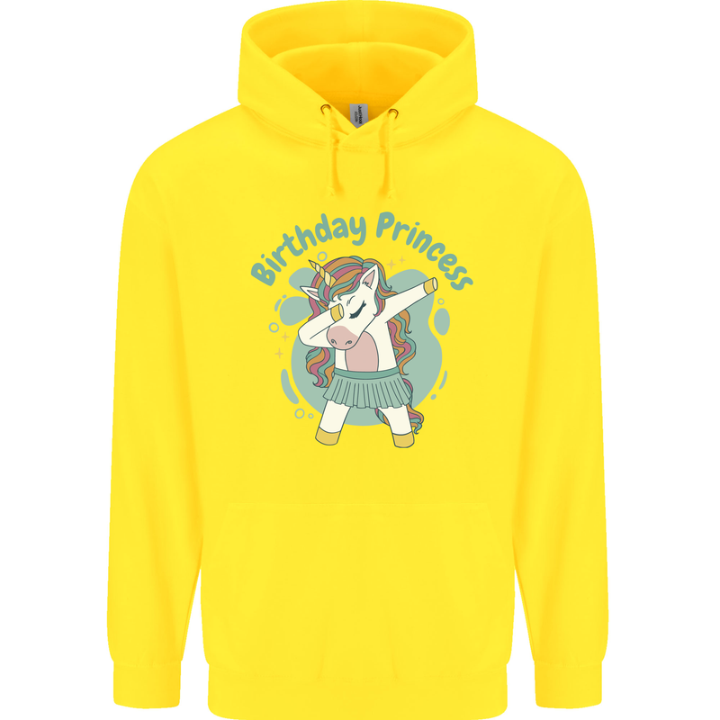 Birthday Princess Unicorn 4th 5th 6th 7th 8th Childrens Kids Hoodie Yellow