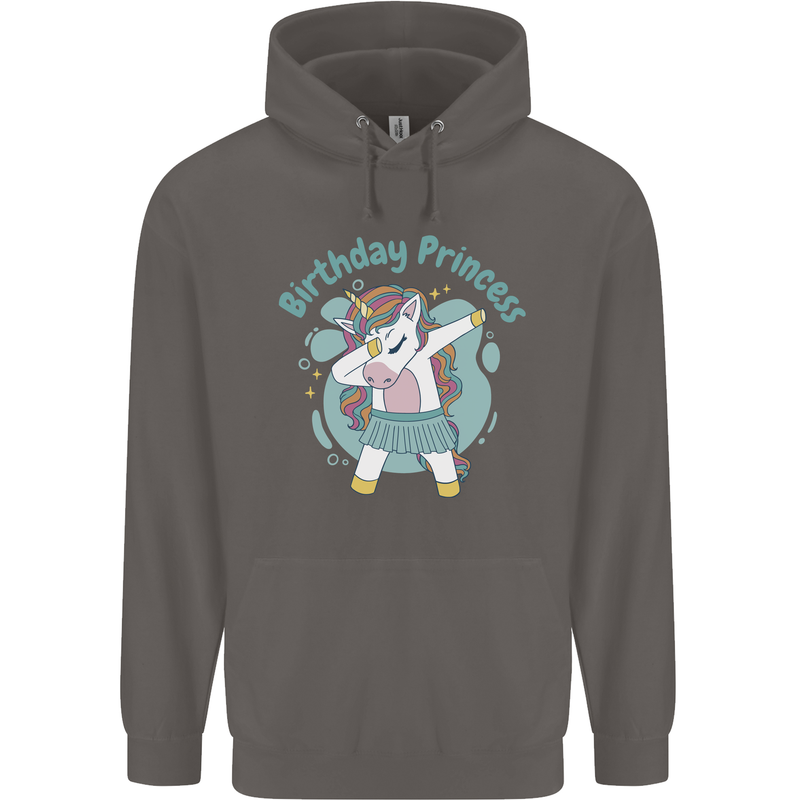 Birthday Princess Unicorn 4th 5th 6th 7th 8th Mens 80% Cotton Hoodie Charcoal
