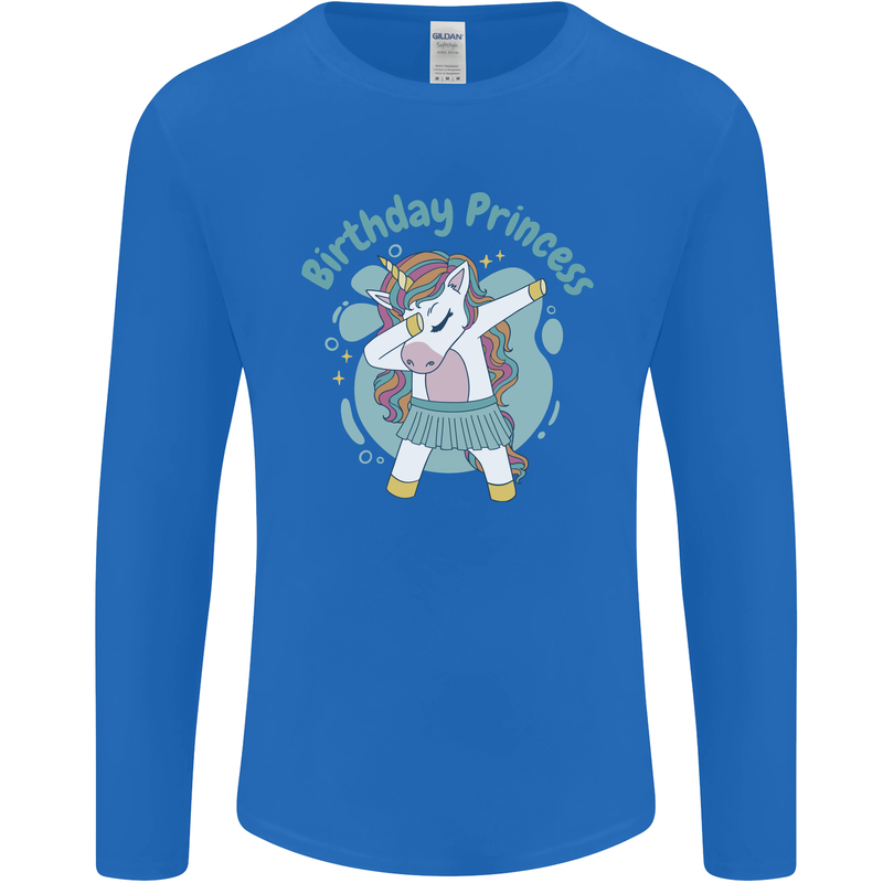 Birthday Princess Unicorn 4th 5th 6th 7th 8th Mens Long Sleeve T-Shirt Royal Blue
